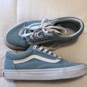 blue denim lace up vans